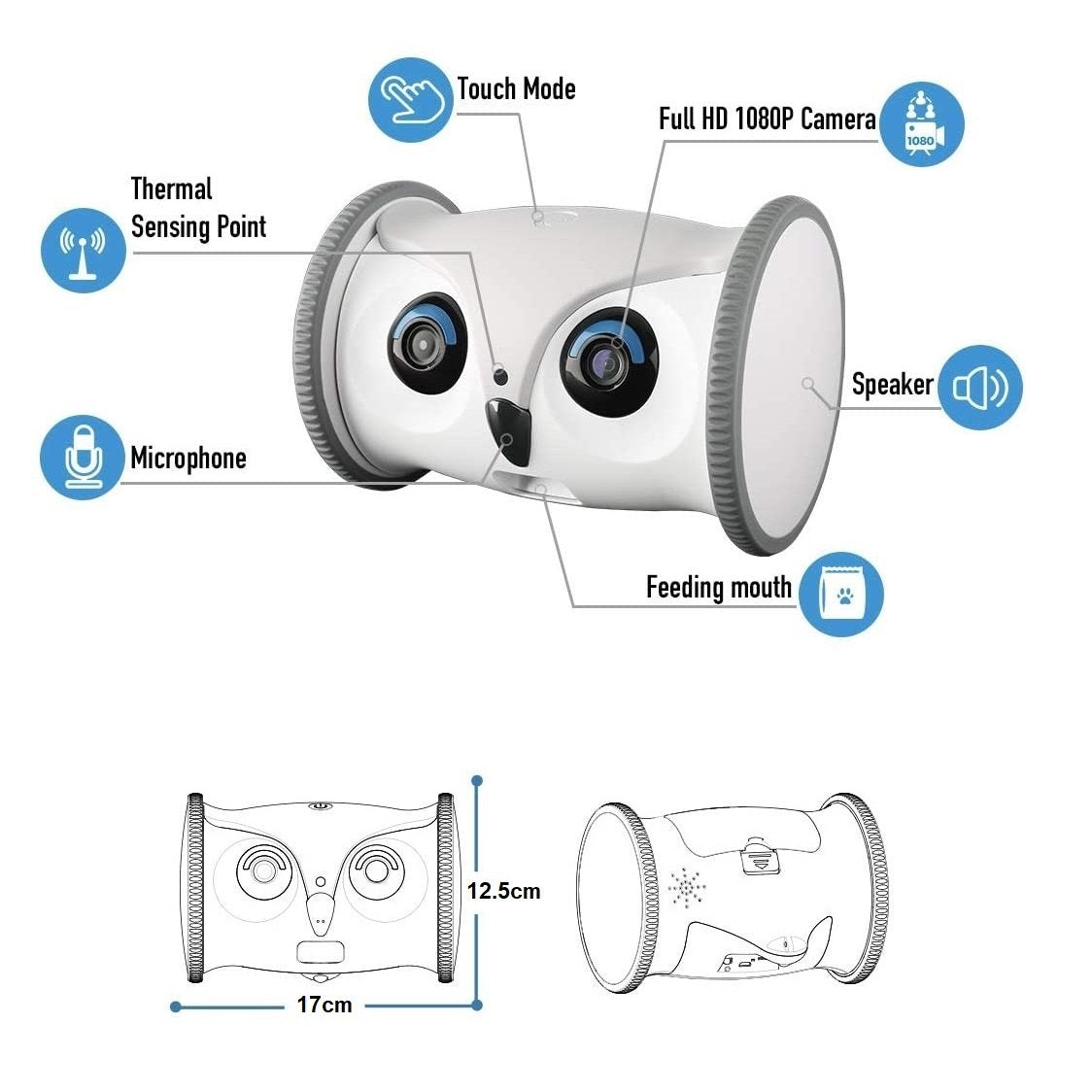 Skymee Owl Robot Pet Camera & Pet Treats Dispenser