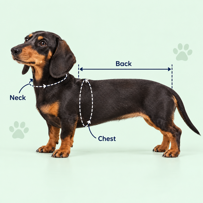 Dog costume neck chest and back measurement guide