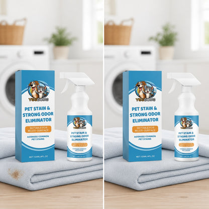 Blanket with a pet stain before and after treatment