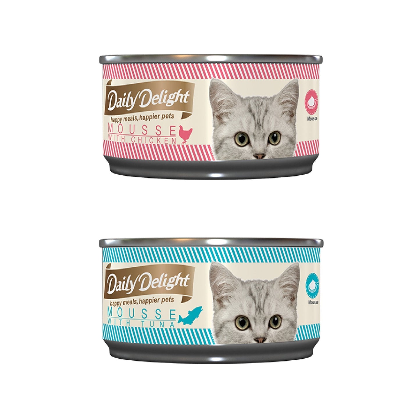 Daily Delight Canned Wet Food For Cats 80g (Mousse Range) 24-Pack Cans