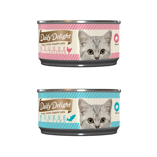 Daily Delight Canned Wet Food For Cats 80g (Mousse Range) 24-Pack Cans