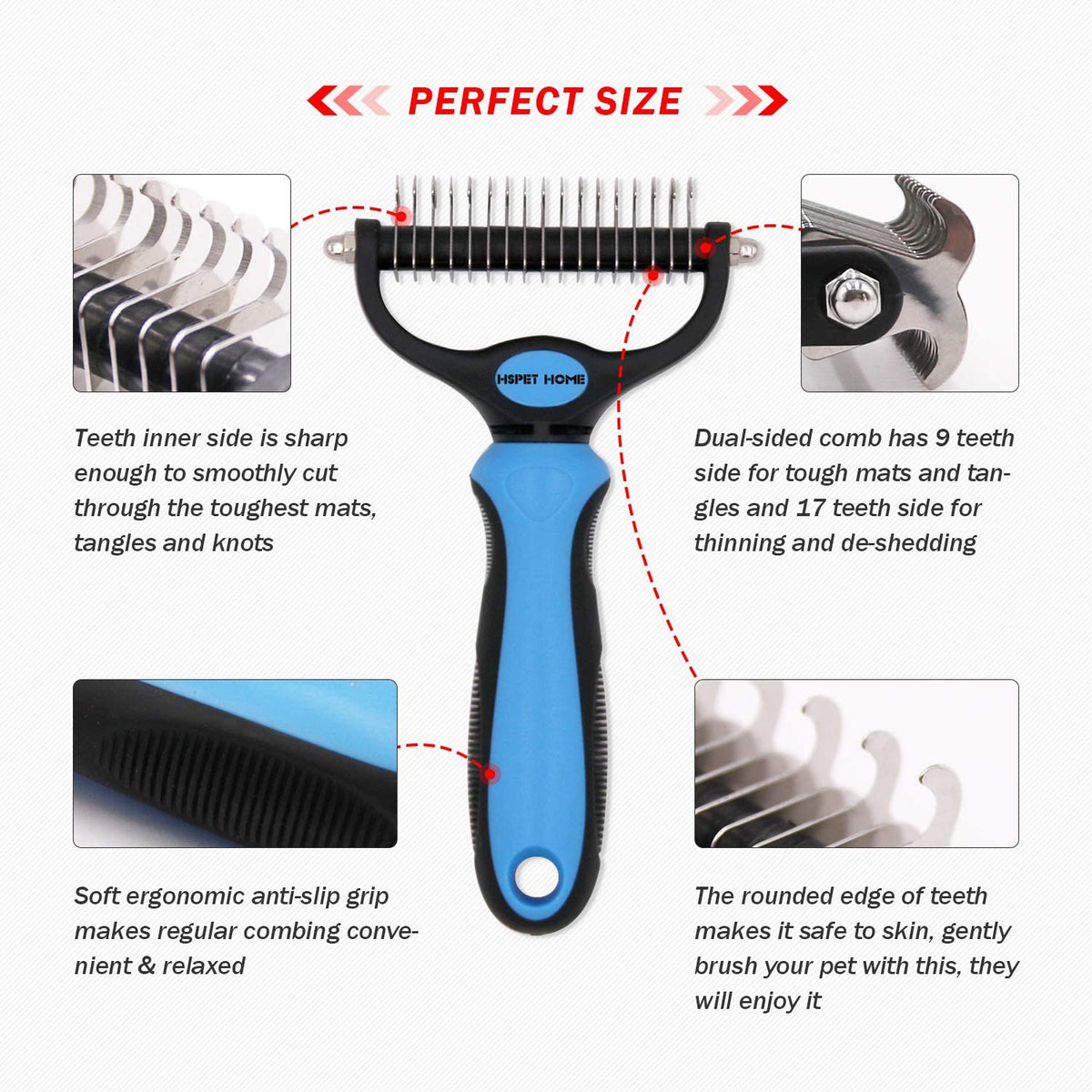 Dual Head Safe Dematting Comb
