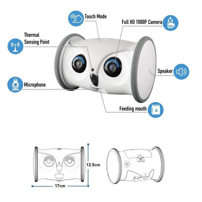 Skymee Owl Robot Pet Camera & Pet Treats Dispenser