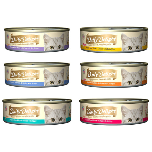 Daily Delight Canned Wet Food For Cats 80g (Pure Range) 24-Pack Cans