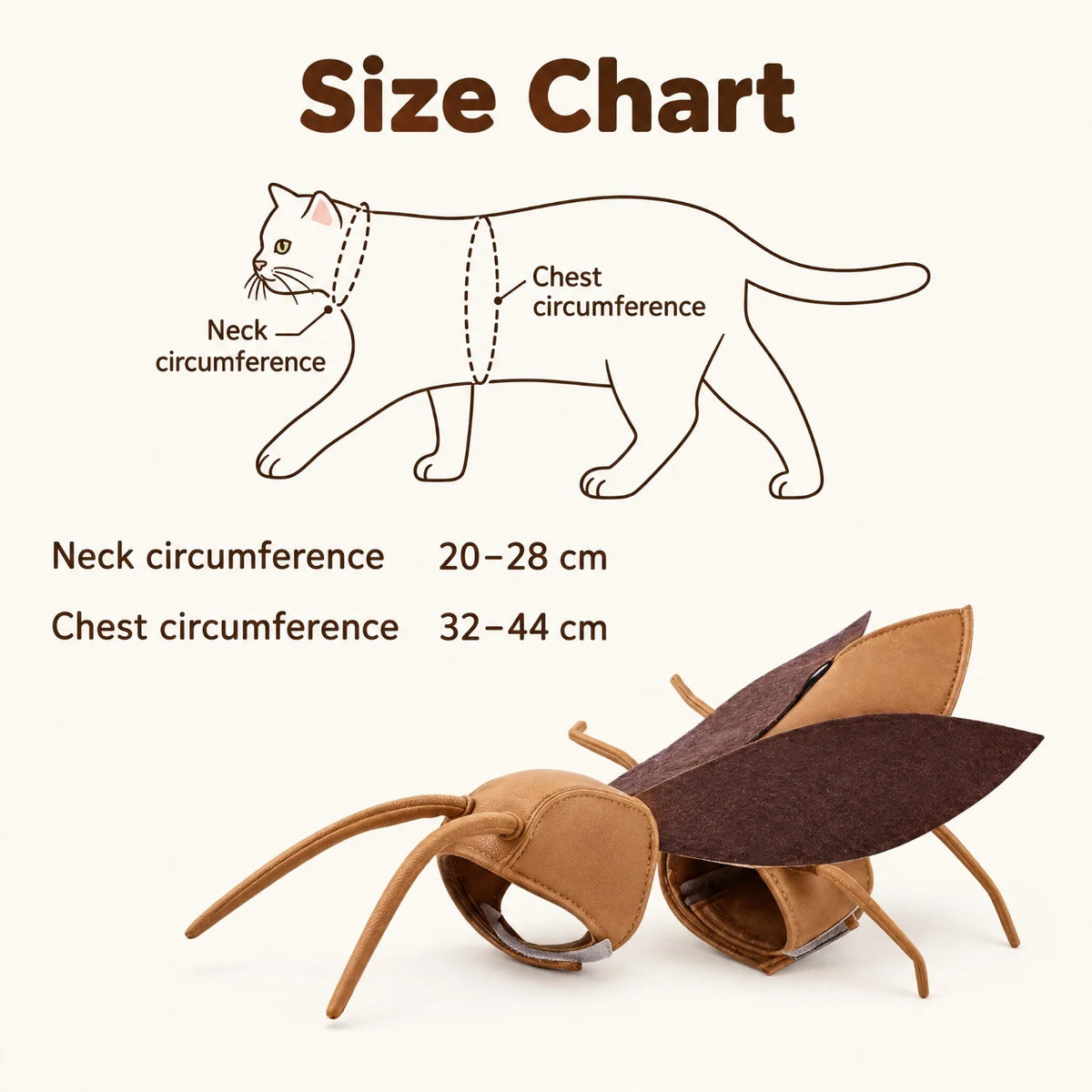 PetOlive cockroach costume size guide