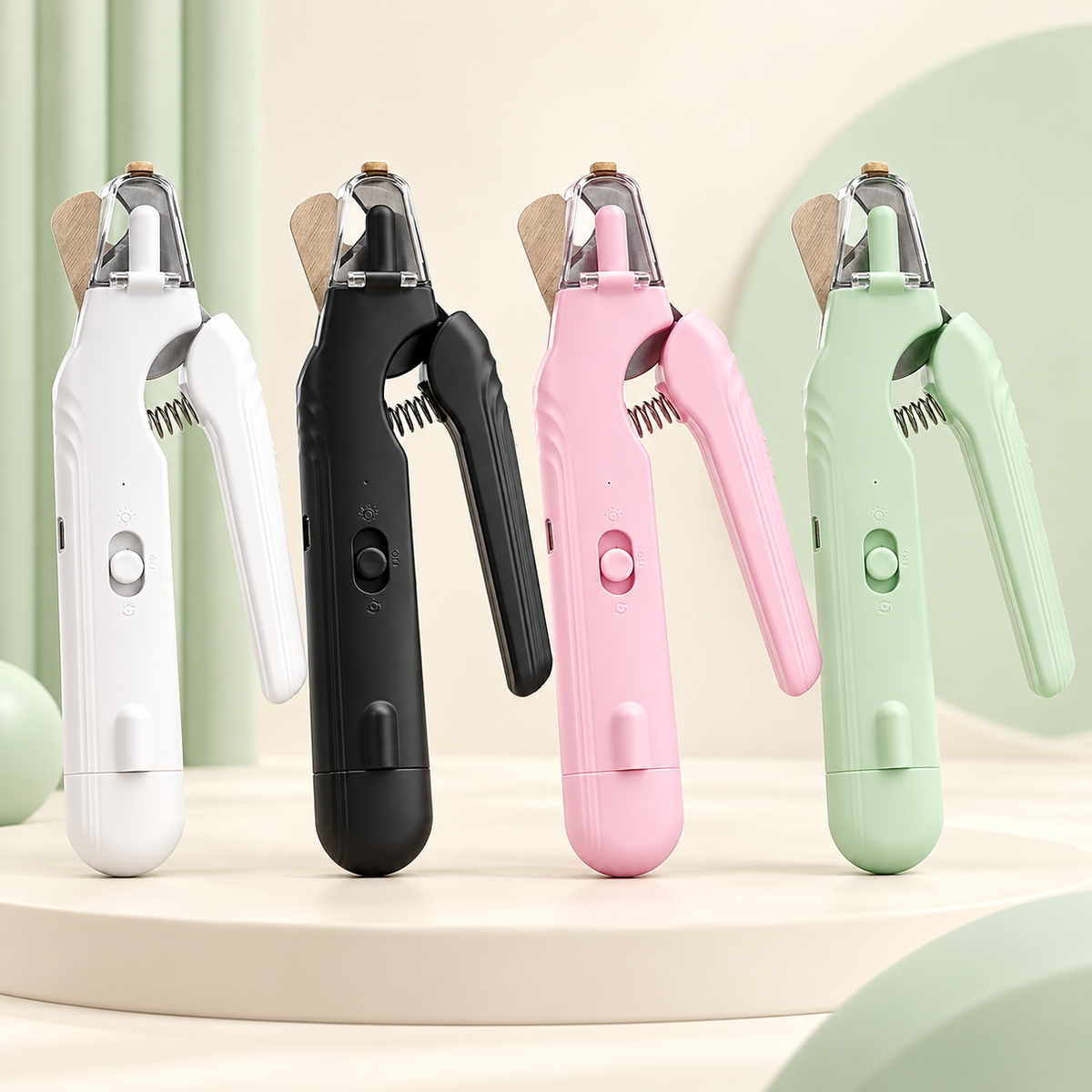 PetOlive 2-in-1 nail clippers in White Black Pink and Green