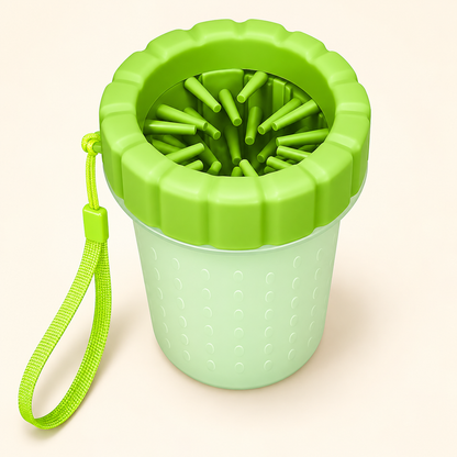 Portable paw cleaner top view showing silicone bristles