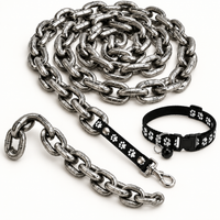 Oversized novelty chain leash with matching paw-print collar