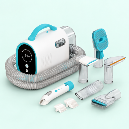 Pet grooming vacuum unit and hose