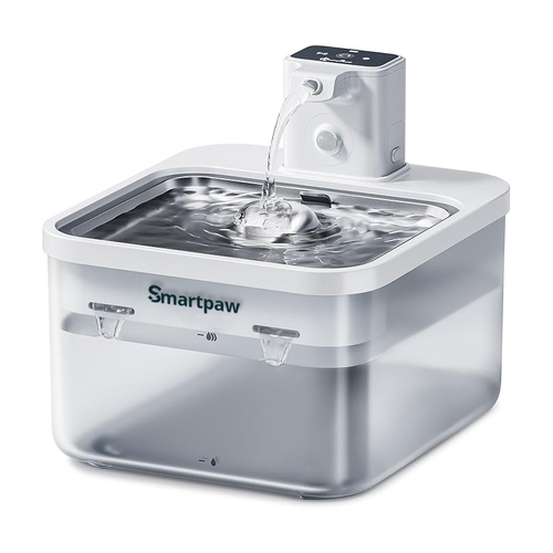 Smartpaw Wireless Pet Water Fountain Gen 2 - Rechargeable, Battery Operated, Stainless Steel, Motion Sensor, High Filtration for Cats & Dogs