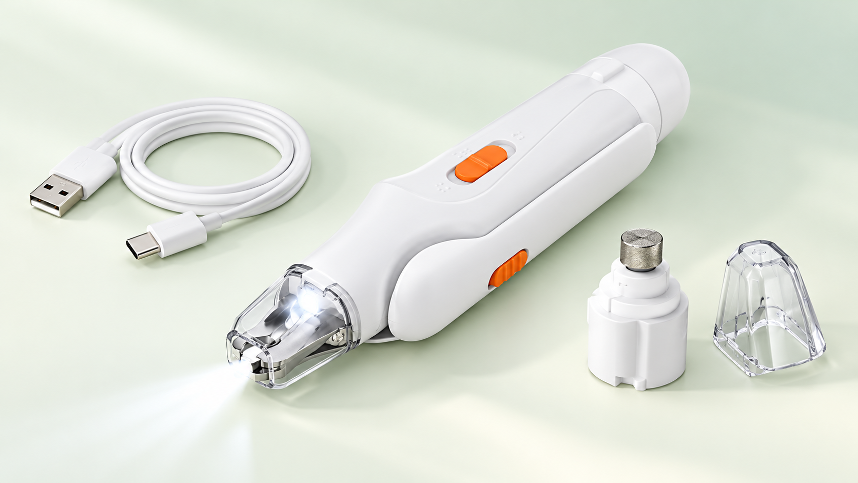 PetOlive 2-in-1 nail clipper and included accessories