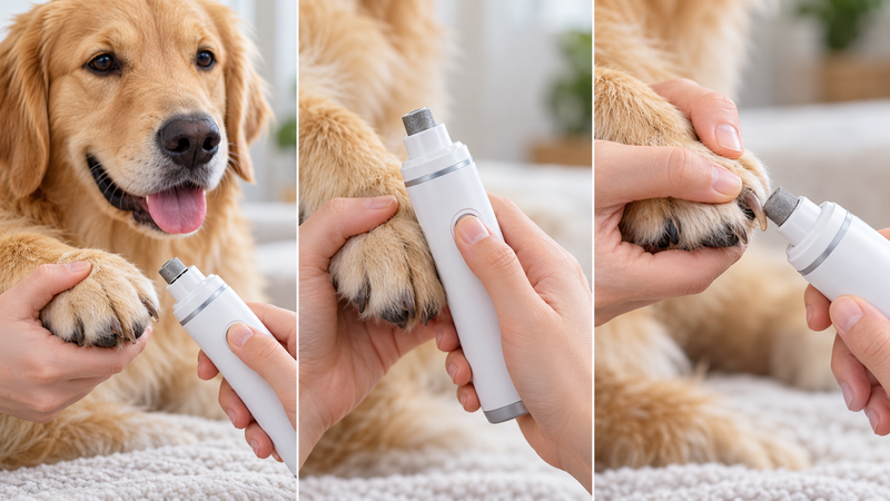 Three-step safe pet nail grinding routine
